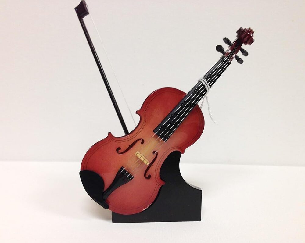 7874 7" Tiny Violin Music Box- Music Decor for Home Office- Vintage Decor